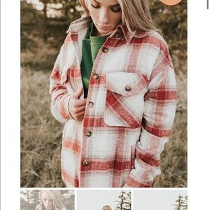 Plaid shacket jacket red size medium